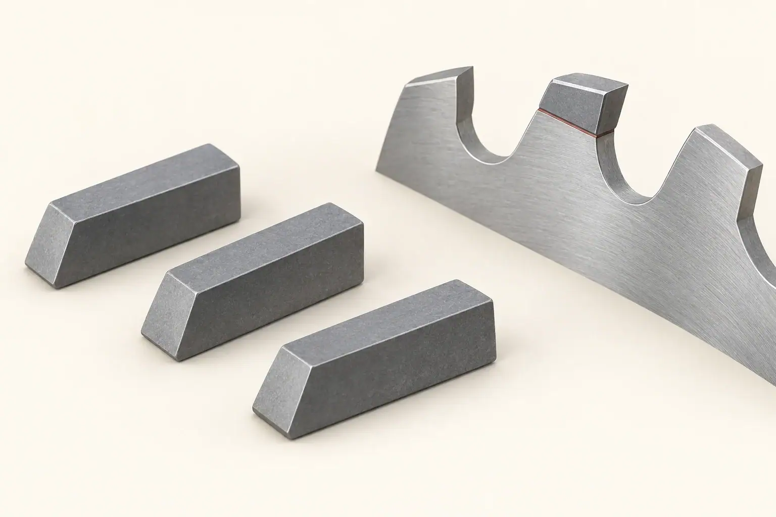 Carbide saw tips beside a schematic saw-tooth seat