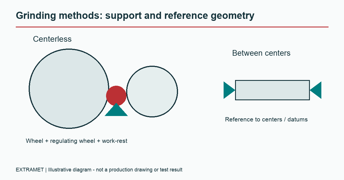 Centerless support compared with between-centers workholding